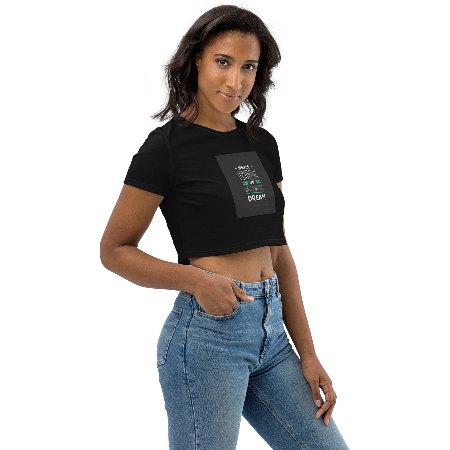 NEVER GIVE UP WOMEN'S Organic Crop Top