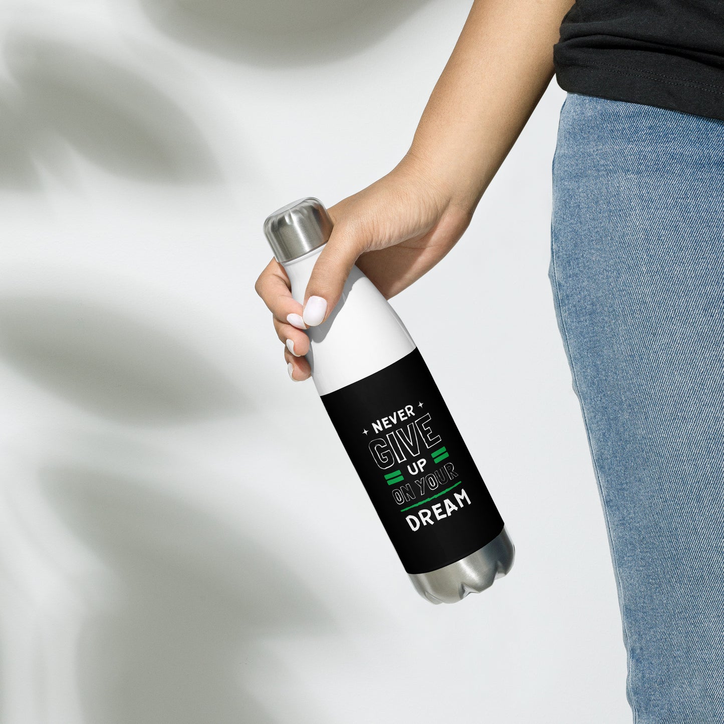 NEVER GIVE UP Stainless Steel Water Bottle